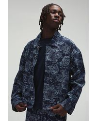 BoohooMAN - Oversized Floral Denim Jacquard Shirt - Lyst