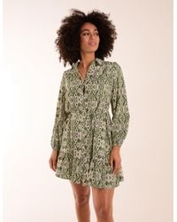 Blue Vanilla - Long Sleeve Mini Shirt Dress - Lyst