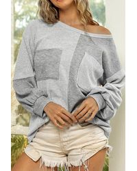 Azura Exchange - Kleur V Blok Pocket Pullover Trui - Lyst