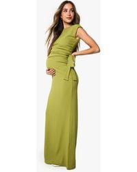Boohoo - Maternity Rib Tie Detail Maxi Dress - Lyst