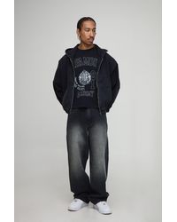 BoohooMAN - Oversized Boxy Washed Denim Hoodie - Lyst