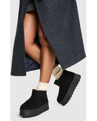 Boohoo - Platform Faux Fur Lined Boots - Lyst