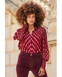 Sosandar - Metallic Spot Print Blouson Sleeve Shirt - Lyst