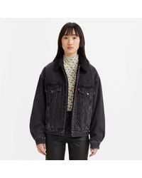 Levi's - Dames 90's Sherpa Trucker Jacket In Zwart - Lyst