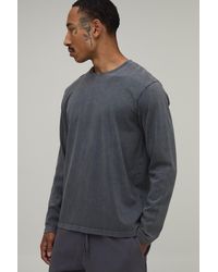BoohooMAN - Regular Fit Premium 280Gm Washed Long Sleeve T-Shirt - Lyst