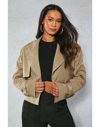 MissPap - Structured Shoulder Cropped Trench Coat - Lyst