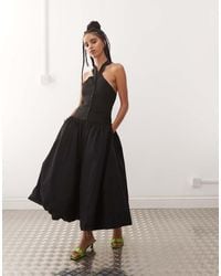 Amy Lynn - Alexa Tailored Halter Neck Puffball Midi Dress - Lyst