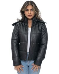 Infinity Leather - Puffer Bomber Jacket-Ajax - Lyst