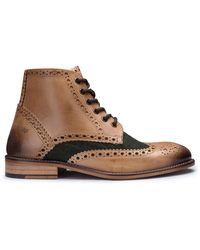 London Brogues - Classic Oxford Leather Gatsby Brogue Ankle Boots With Tweed - Lyst