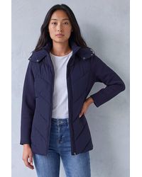 Roman - Petite Hooded Chevron Padded Coat - Lyst