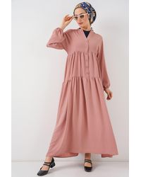 Bigdart - V-Neck Button Closure Relaxed Fit Maxi Dress - Lyst