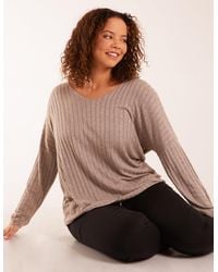 Blue Vanilla - V-Neck Ribbed Jumper - Lyst