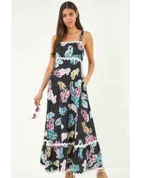 Roman - Feather Print Ric Rac Maxi Dress - Lyst