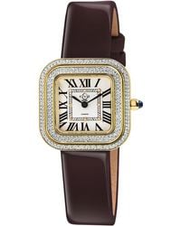 Gv2 - Bellagio Swiss Made Diamond Watch, - Dial,Genuine Handmade Burgundy Leather Strap - Lyst