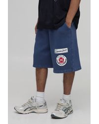 BoohooMAN - Baggy Fit Washed Varsity Jersey Short - Lyst