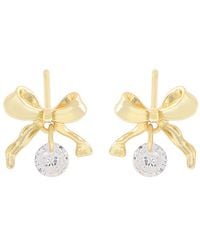 The Jewellery Stockroom - 18Ct Plated Sterling Cz Bow Earrings - Lyst