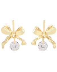 The Jewellery Stockroom - 18Ct Plated Sterling Cz Bow Earrings - Lyst