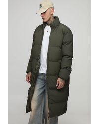 BoohooMAN - Tall Oversized Crinkle Nylon Funnel Neck Longline Puffer Jacket - Lyst