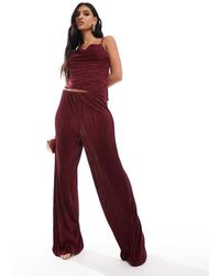 ASOS - Co-Ord Wide Leg High Waisted Plisse Trouser - Lyst