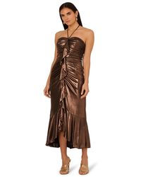 Adrianna Papell - Foiled Jersey Midi Dress - Lyst