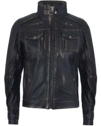Infinity Leather - Biker Distressed Motorcycle Jacket - Lyst