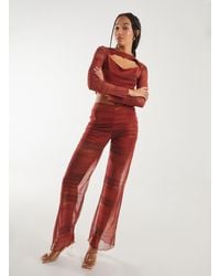 Pink Vanilla - Saturn Mesh Flare Trousers - Lyst