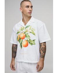 BoohooMAN - Oversized Boxy Fruit Print Revere Shirt - Lyst