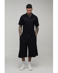 BoohooMAN - Tall Boxy Pleated Revere Polo & Bermuda Short Set - Lyst