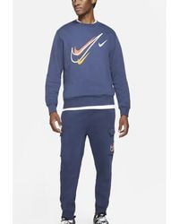 Nike - Multi Swoosh Trainingspak Voor Met Ronde Hals In Marineblauw - Lyst