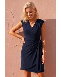 Roman - Petite V-Neck Wrap Dress - Lyst