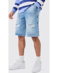 BoohooMAN - Relaxed Rigid Ripped Carpenter Denim Jorts - Lyst
