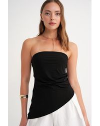 MixRay - Strapless Draped Blouse - Lyst
