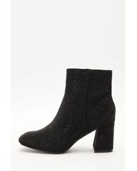 Quiz - Diamante Heeled Ankle Boots - Lyst