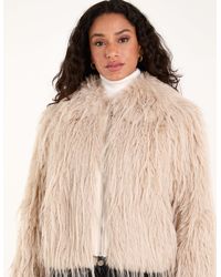 Blue Vanilla - Textured Faux Fur Collar Coat - Lyst