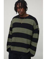 BoohooMAN - Tall Oversized Boxy Stripe Distressed Knitted Sweater - Lyst