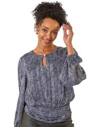 Roman - Petite Animal Keyhole Buttoned Top - Lyst