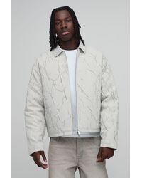 BoohooMAN - Boxy Fit Creased Textured Harrington Jacket - Lyst