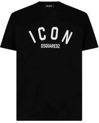 DSquared² - T-shirt Met Gebogen Iconenprint In Zwart - Lyst