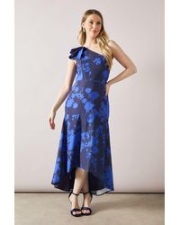 Wallis - Occasion Floral One Shoulder Twill Maxi Dress - Lyst