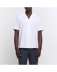 River Island - Regular Fit Seersucker Revere Shirt - Lyst