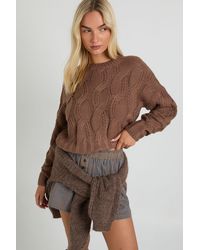 Boohoo - Cable Knit Crop Jumper - Lyst