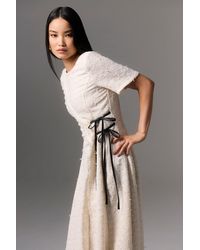 Karen Millen - Metallic Boucle Tailored Ruffle Belted Asymmetric Midaxi Dress - Lyst