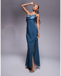 ASOS - Satin Chiffon Mix Draped One Shoulder Maxi Dress - Lyst
