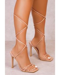 Where's That From - Gemma High Heels With A Tie Leg Detail And Toe Post - Lyst