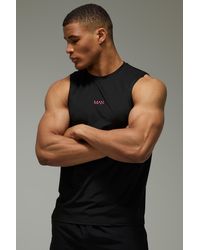 BoohooMAN - Active Performance Regular Fit Neon Logo Tank - Lyst