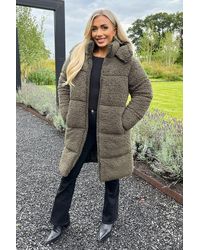 AX Paris - Teddy Panelled Long Coat - Lyst