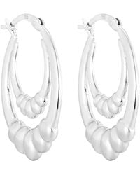 SEOL + GOLD - Sterling Double Bead Hoops - Lyst
