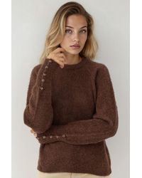 Hiccup - Soft Textured Button Detailed Long Sleeve Sweater - Lyst