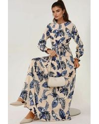 Hiccup - Floral Print Crew Neck Long Sleeve Maxi Dress - Lyst