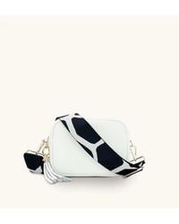 Apatchy London - White Leather Crossbody Bag With Black & Giraffe Strap - Lyst